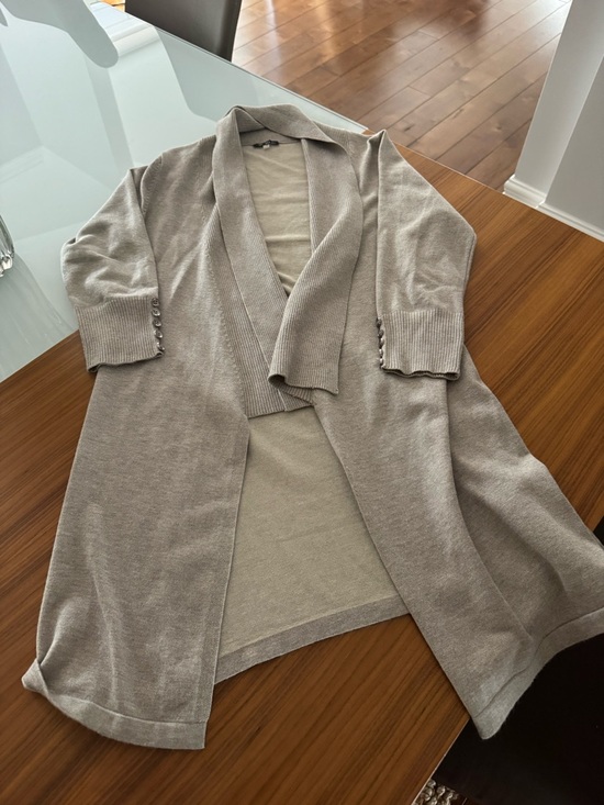 Sweaters - Cozy Open-Front Shawl Collar Cardigan - Light Taupe